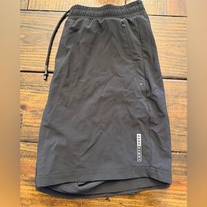 Boys Black Athletic Shorts with Zip Pockets (L)